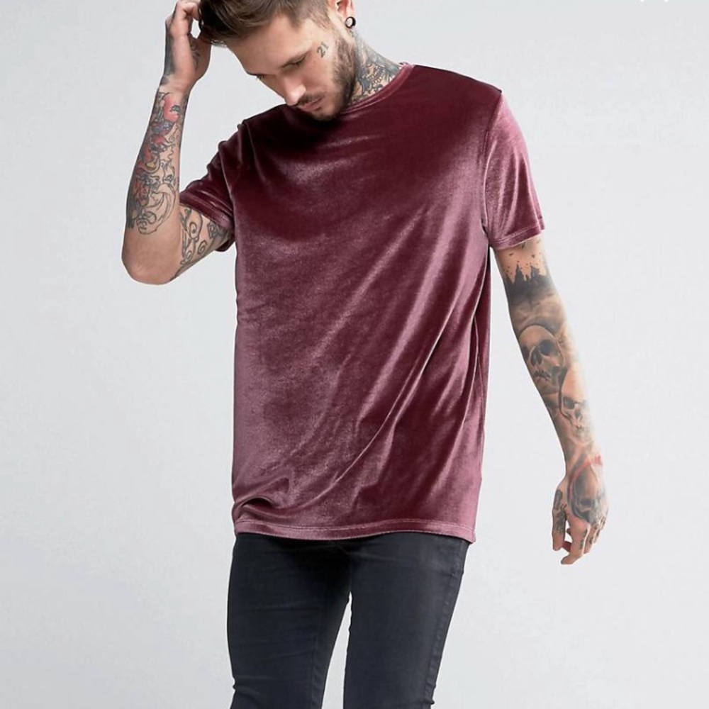 Longline Velour T-shirt - Picture 1 of 4